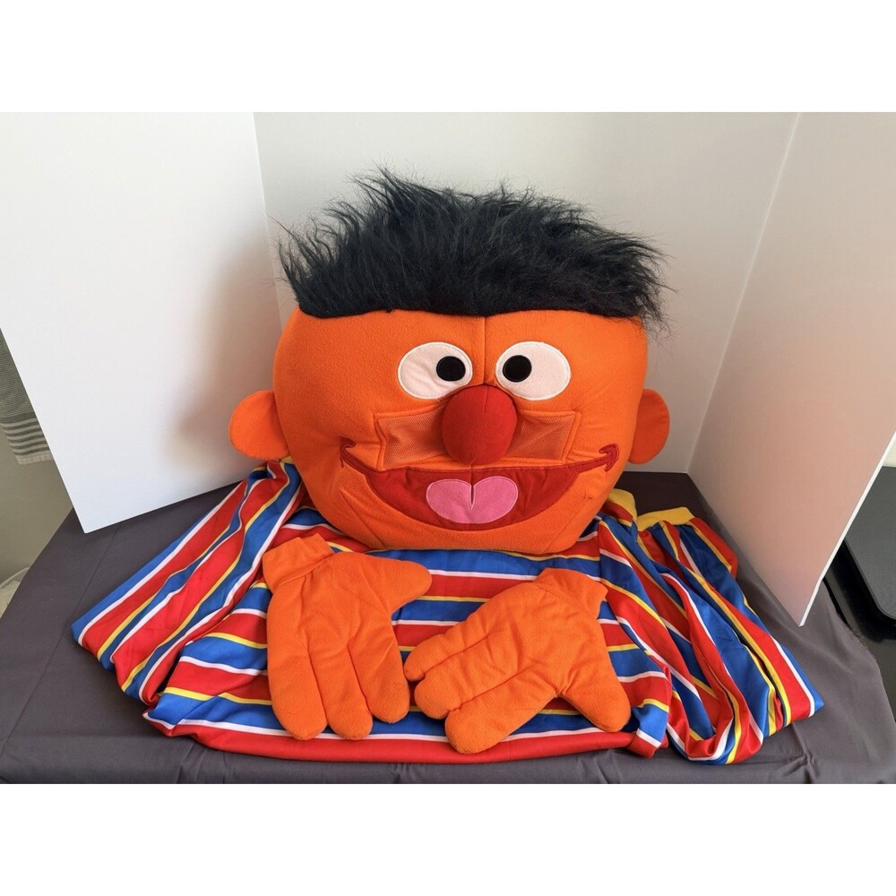 Sesame Street Ernie Costume Adult XL 3D Plush Headpiece Mascot Halloween Vintage